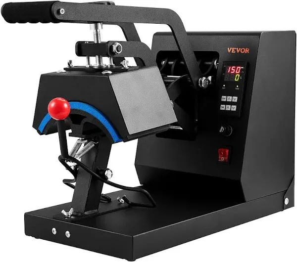 VEVOR Hat Heat Press, 4-in-1 Cap Heat Press Machine, 6x3inches Clamshell Sublimation Transfer, LCD Digital Timer Temperature Control with 4pcs Curved Heating Elements (6x3/6.7x2.7/6.7x2.7/8.1x3.5)