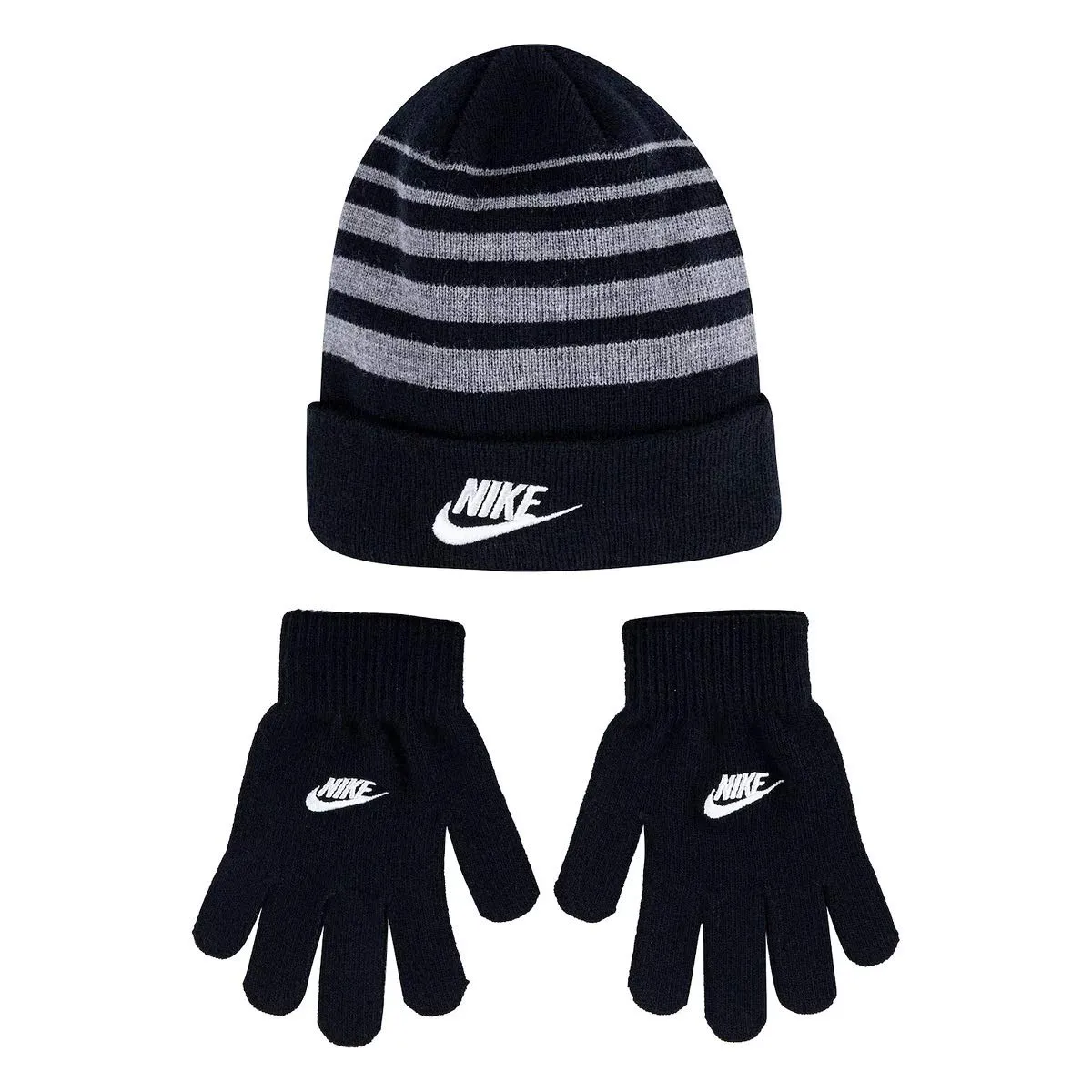  Nike Boy&#039;s Futura Foldover Beanie &amp; Glove 2 Piece Set Youth OS NWT 9A2909-GEH /