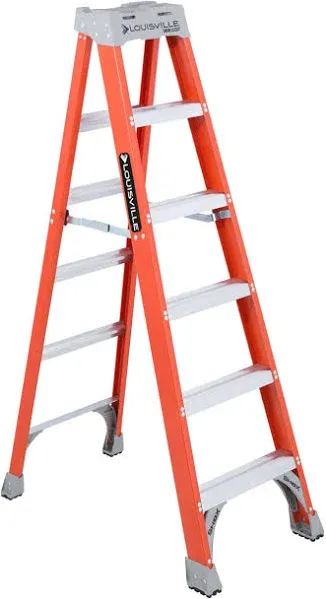 Louisville Ladder 6 Foot Fiberglass Cross Step Ladder With 300 Lb. Capacity, Red