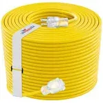 LifeSupplyUSA 12/3 200ft SJTW Lighted End Extension Cord 8 Amp, 125 Volt, 1000 Watt Outdoor