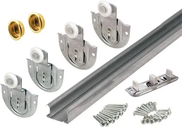 Prime-Line Galvanized Silver Steel By-pass Door Hardware Set 1 PK