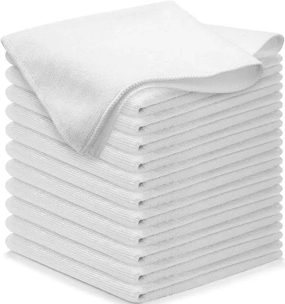 12 Pack of Glass Cleaning Microfiber Cloths 16 x 16 Gray All Purpose Cloth