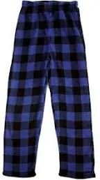 Prince of Sleep Boys' Plush Fleece Pajama Pants - Warm and Cozy Sleepwear (Blue Buffalo Plaid, 8 Years)