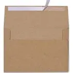 AZAZA 100 Pack A7 Brown Kraft Paper Invitation 5 x 7 Envelopes - Quick Self Seal for 5x7 Cards Perfect for Weddings