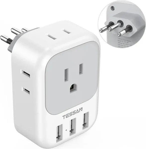 TESSAN Brazil Power Plug Adapter US to Brazil Outlet Adapter with 4 American ...