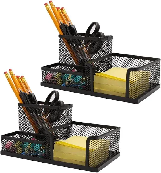 Ludato 2 Pieces Mesh Pen Holder Desk Organizers and Accessories for Desk，