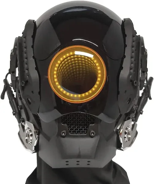 Cyberpunk Mask With infinity mirror lights Helmet and LED cyberpunk pendant