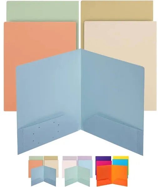 - Plastic Folders with Pockets, 5 Pcs, Muted Pastel Colors, 2 Pocket Plastic Fol