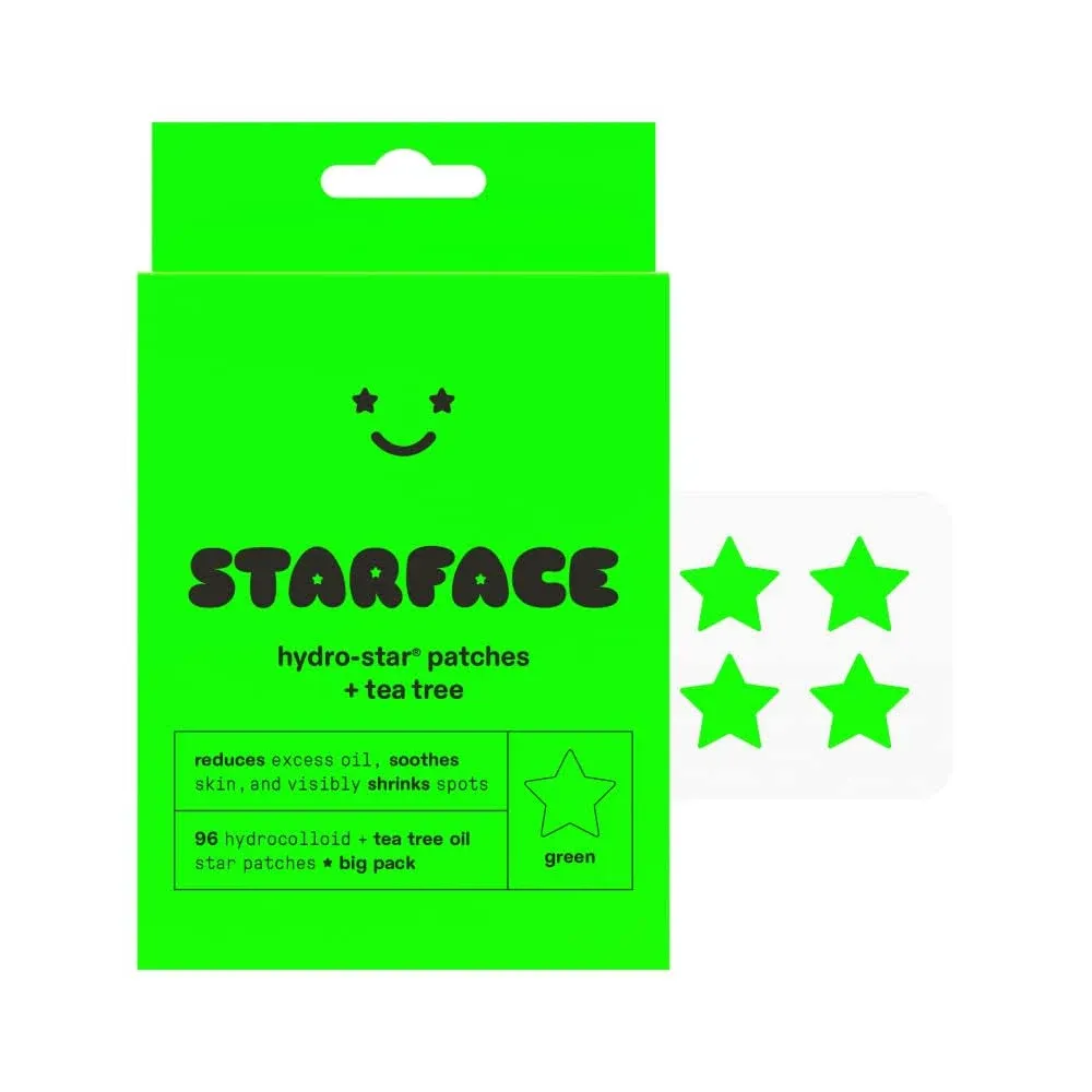 Starface World Starface Hydro-Star + Tea Tree BIG PACK, Hydrocolloid Patches with Plant-Based Tea Tree Oil, Helps Naturally Reduce Oil and Unclog