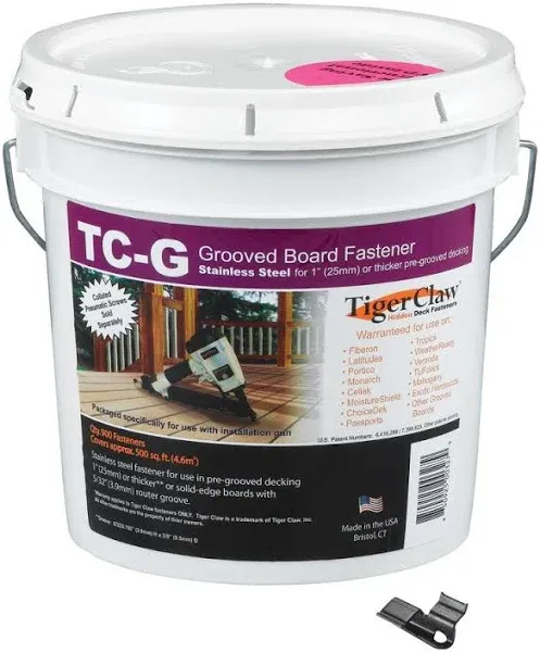 Tiger Claw TC-G Hidden Deck Fasteners, 900 Piece Bulk Pail