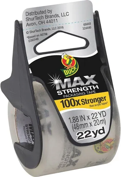 Packing Tape MAX Strength 1.88 in x 22.2 yds Clear (6-Pack) with Dispenser