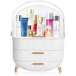 Massy Egg Shape(Oval) Makeup Storage Box, Countertop Portable Vanity Cosmetics Organizer Preppy