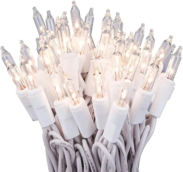 100 Clear Christmas Lights on White Wire, UL Approved for Indoor/Outdoor Use,...