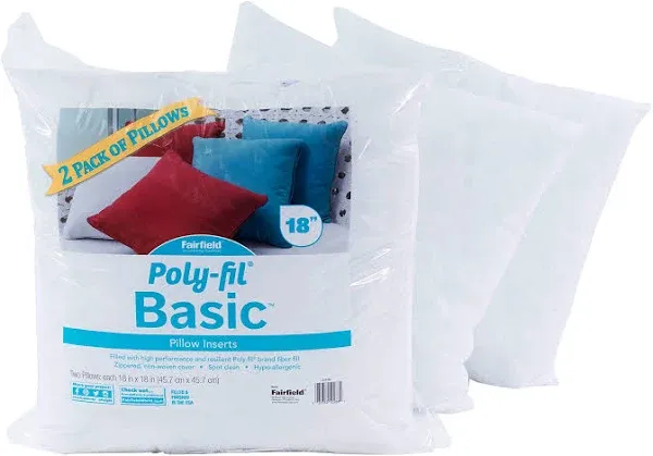 Fairfield Poly-Fil Basic 2ct. Pillow Insert, 18" x 18"