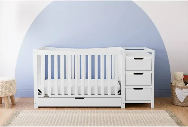 Graco Remi Crib &amp; Changer with Premium Foam Crib and Toddler Mattress - Gray