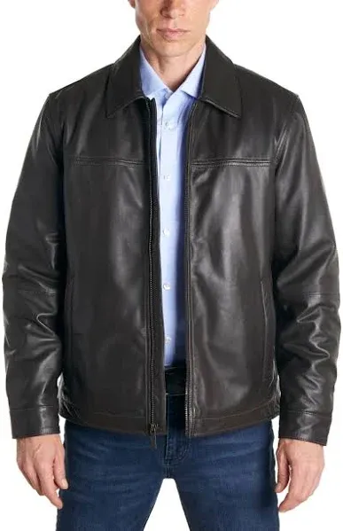 Perry Ellis Men's Classic Leather Jacket