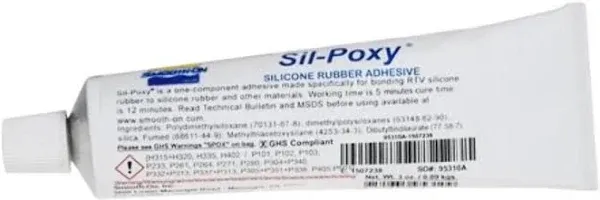 SIL-Poxy - Silicone Rubber Adhesive - 3 Ounce Tube