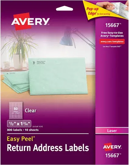 Avery Matte Clear Easy Peel Mailing Labels