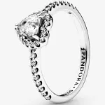 Authentic Pandora #198421C01-50 Elevated Heart Ring with Clear CZ Size 5 