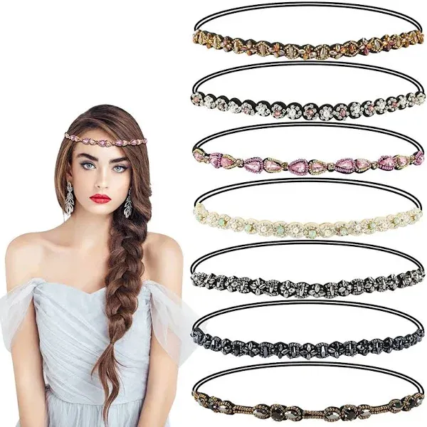 Befirys Women's Beaded Rhinestone Headbands