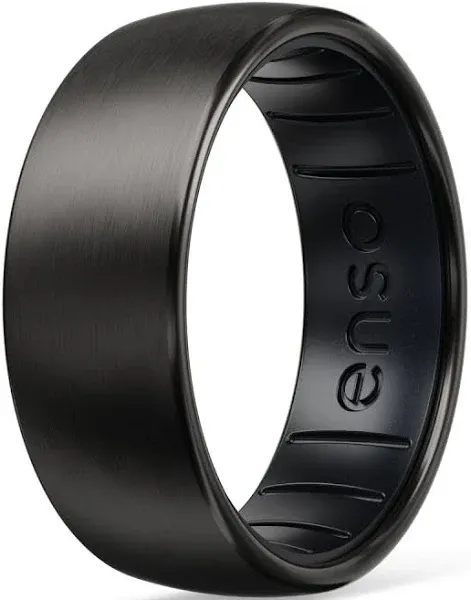 Enso Rings Hybrid Rings - Durable Brushed Outer Metal - Comfortable and Premium Inner Silicone