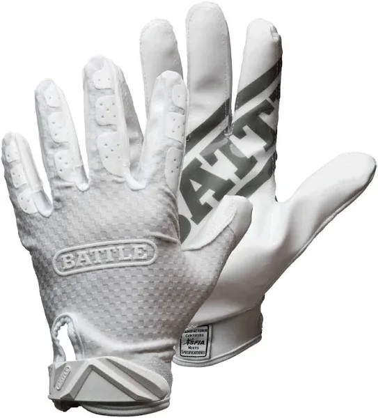 Battle Sports Triple Threat Adult Football Receiver Gloves - White