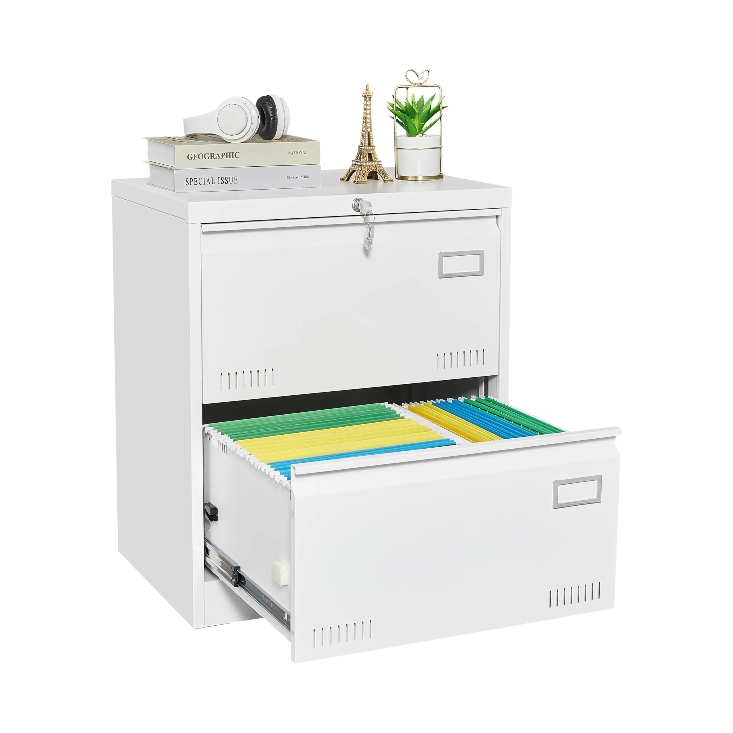 2 Drawer Lateral File Cabinet with Lock