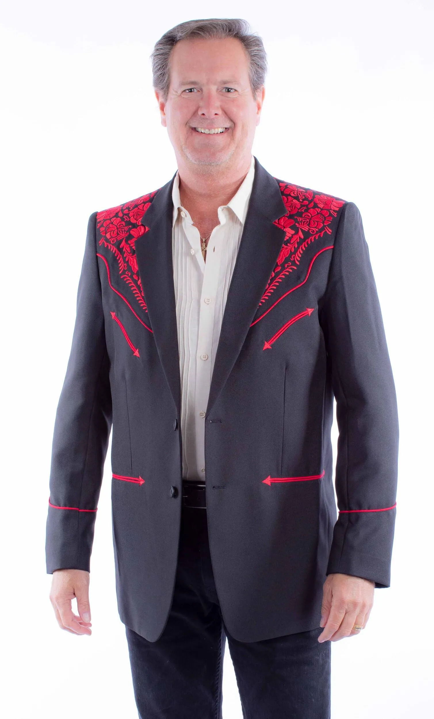 Scully Legends Men's Floral Tonal Embroidered Blazer Jacket 46