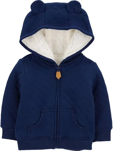 Simple Joys by Carter's Baby Hooded Sweater Jacket with Sherpa Lining, Grey, 6-9 Months