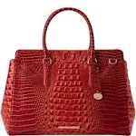 Brahmin Melbourne Collection Radiant Red Finley Leather Carryall Satchel Tote Bag - Radiant Red