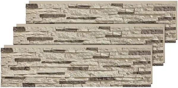 Faux Stone Wall Panel 45.88" x 12.75" Indoor Decoration and Exterior Cladding Siding Panel | 1-Panel | Stacked Stone