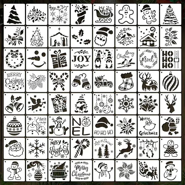 64pcs Small Christmas Stencils