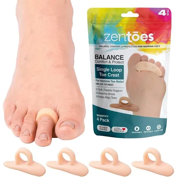 ZenToes Hammer Toe Straightener Cushion and Corrector 4 Pack Crests Gel Spacer