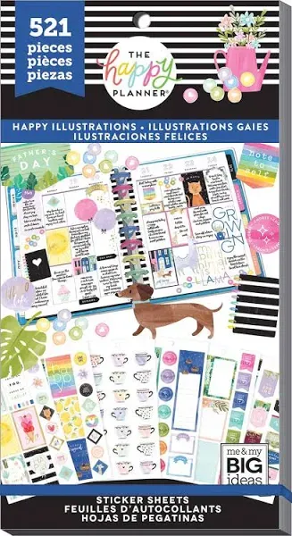 Brand New The Happy Planner HAPPY ILLUSTRATIONS Stickers Sheets 521 Pieces