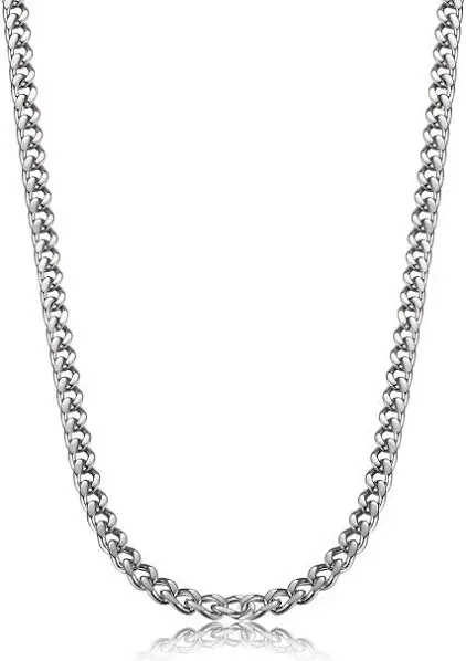 3.5mm Stainless Steel Mens Womens Necklace Curb Link Chain, 20 inches Black