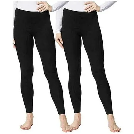 32 Degrees Women&#039;s 2 Pack Light Thermal Baselayer Legging Pant, Black Small