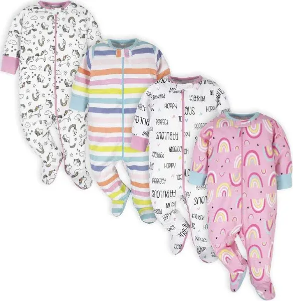 Onesies Baby Girl Sleep 'N Play Footed Pajamas 4-Pack