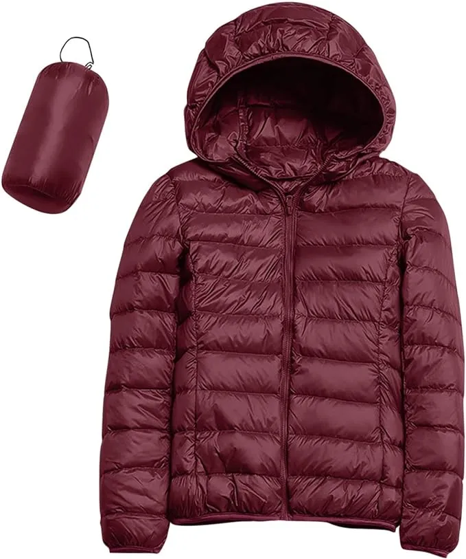 Women's Insulated Jackets Women Warm Waterproof Lightweight Jacket Hooded Windproof Winter Coat With Jacket Trim