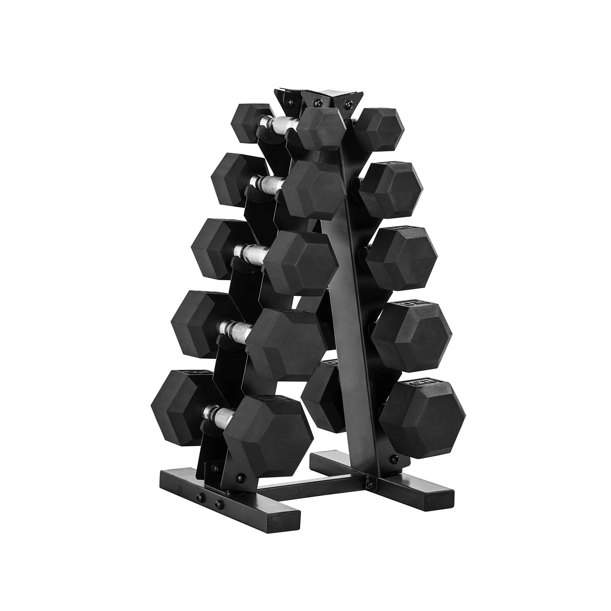 CAP Barbell 150-lb Hex Dumbbell Weight Set with Vertical Rack