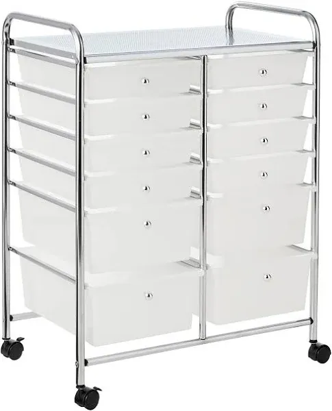 Whitmor Chrome and Plastic 12-Drawer Storage Cart 