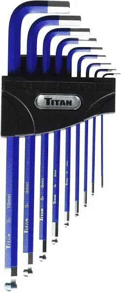 12714 9-Piece Extra-Long Arm Ball Tip Metric Hex Key Set  Blue