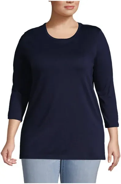 Plus Size Lands' End Supima Cotton Relaxed Fit Crewneck Tunic