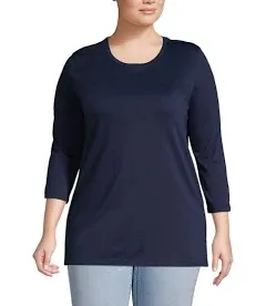 Plus Size Lands' End Supima Cotton Relaxed Fit Crewneck Tunic