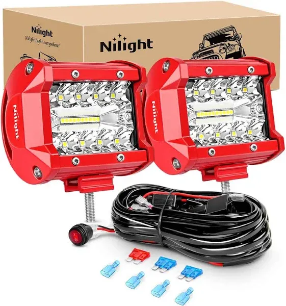 LED Light Bar 2PCS 60W 4Inch Triple Row Spot Flood Combo Lights W/Wiring Kit for