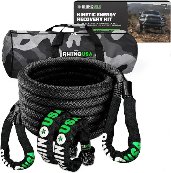 Rhino USA Kinetic Energy Recovery Rope 1.25in x 30ft Black