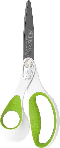 Westcott Carbo Titanium Bonded Scissors, 9" Long, Bent Handle, White-Green