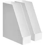 Basics Rectangular Plastic Desk Organizer, Magazine Rack, White, 2-Pac