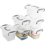 Lesbin 1.5 L Clear MIni Storae Box, Tiny Plastic Storage Latch Box, Set of 6