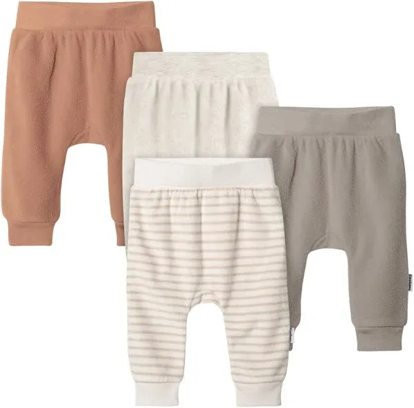 Gerber Baby Neutral Fleece Pants, 4-Pack - Brown