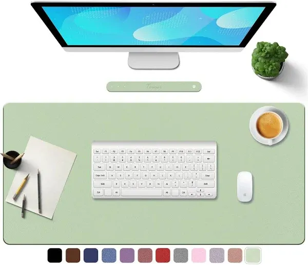 TOWWI PU Leather Desk Pad with Suede Base, Multi-Color Non-Slip Mouse Pad, 36” x 17” Waterproof Desk Writing Mat, Large Desk Blotter Protector(Light